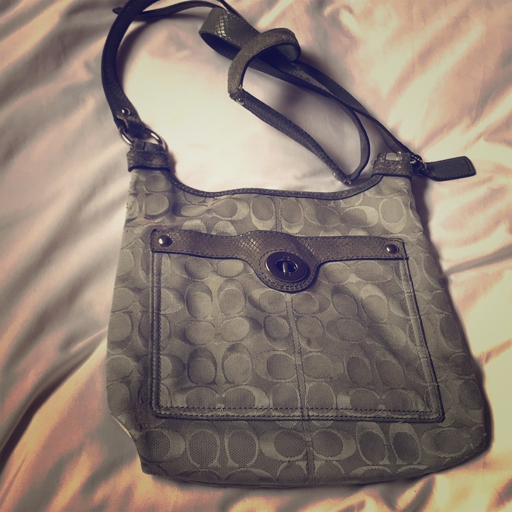 Gray Coach crossbody purse